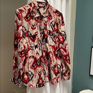 Vibrant Red and Black Patterned Button Down Shirt